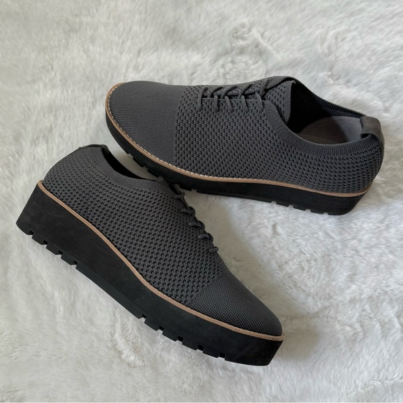 EILEEN FISHER 10 Eddy Knit Platform Oxford Loafers in Graphite Grey • Eddy 2 - Picture 1 of 15